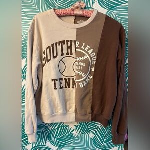 Hollister colorblock sweatshirt graphic South Tahoe tennis league brown/tan szS